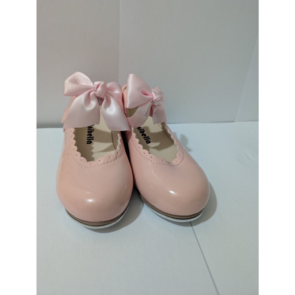 MINIBELLA Pink Patent Leather Tap Shoes with BOW size 11.5 girls